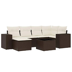 vidaXL Salon de jardin avec coussins 7 pcs marron résine tressée