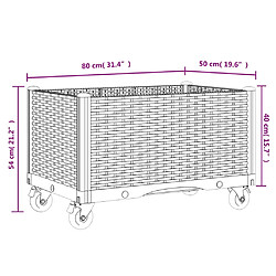 vidaXL Jardinière à roulettes bleu gris 80x50x54 cm PP pas cher