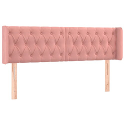 vidaXL Tête de lit avec oreilles Rose 163x16x78/88 cm Velours