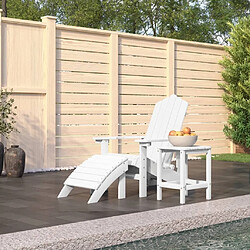 Maison Chic Chaise de jardin - Fauteuil d'extérieur Adirondack repose-pied table PEHD Blanc -MN32159