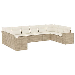 Maison Chic Salon de jardin avec coussins 10 pcs, Ensemble Tables et chaises de jardin, beige résine tressée -GKD413213