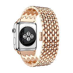 Avis Wewoo Bracelet montre en acier inoxydable massif Dragon Grain pour Apple Watch séries 3 et 2 et 1 38 mm or rose