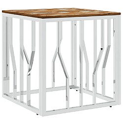 Maison Chic Tabls basse,Table Console pour salon argenté acier inoxydable/bois massif récupération -MN98687