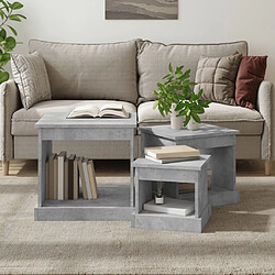 vidaXL Tables basses 3 pcs gris béton bois d'ingénierie