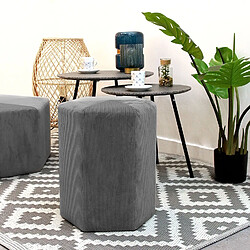 Avis The Home Deco Factory Pouf design velours Giulia - L. 35 x H. 35 cm - Gris souris