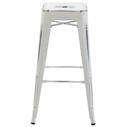 Decoshop26 Tabouret de bar x1 avec repose-pieds design industriel en métal thermolaqué blanc vieilli 10_0005006