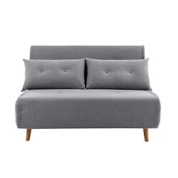 Vente-Unique Canapé 2 places convertible en tissu gris clair URIBIA