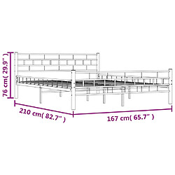 vidaXL Cadre de lit et tête de lit sans matelas blanc 160x200 cm métal pas cher