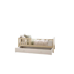 Kids Literie Lit Enfant Tomy 90x190 Pin - blanc Livré avec sommiers, tiroir et matelas en mousse de 7cm