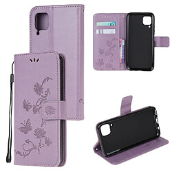 Etui en PU fleur de papillon violet clair pour votre Huawei P40 Lite