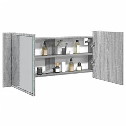 vidaXL Armoire à miroir à LED de bain gris sonoma 100x12x45 cm