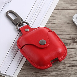 Wewoo Coque Protection Bluetooth épaissir la couverture anti-goutte boucle anti-poussière étui cuir oreillette pour airpods (rouge)