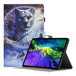 Etui en PU Impression de motifs antichoc avec support et porte-cartes Loup pour votre Lenovo Tab P11 TB-J606F/iPad Air (2013)/iPad Air 2 9.7 (2017/2018)