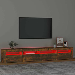 Maison Chic Meubles TV avec lumières LED - Banc TV pour salon Chêne fumé 240x35x40 cm -MN28615 pas cher