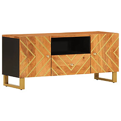 vidaXL Meuble TV marron et noir 105x33,5x46 cm bois massif manguier