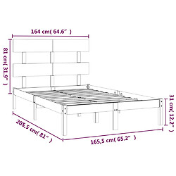 vidaXL Cadre de lit sans matelas 160x200 cm bois massif pas cher