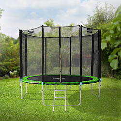 Hauki Trampoline de jardin avec filet de sécurité et échelle set complet vert Ø 366 cm pas cher