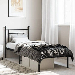 Maison Chic Cadre/structure de lit métal et tête de lit pour adulte - Lit Moderne Chambre noir 75x190 cm -MN55933