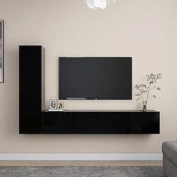 vidaXL Ensemble de meubles TV 4 pcs Noir Bois d'ingénierie