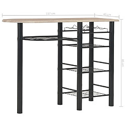 vidaXL Ensemble de bar avec étagères 3 pcs Bois et acier pas cher