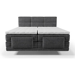 Vente-Unique Ensemble complet boxspring tête de lit capitonnée + sommiers relaxation électrique + matelas + surmatelas - 2 x 90 x 200 cm - Tissu - Anthracite - LODI de PALACIO pas cher