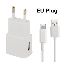 Wewoo Pour iPad, iPhone, Galaxy, Huawei, blanc Xiaomi, LG, HTC et autres smartphone, appareils rechargeables Chargeur Sync Câble + UE Plug de Voyage,