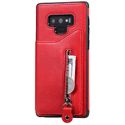 Wewoo Housse Coque Pour Galaxy Note9 étui de protection antichoc à double boucle de couleur unie solide rouge