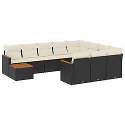 Maison Chic Salon de jardin 11 pcs avec coussins | Ensemble de Table et chaises | Mobilier d'Extérieur noir résine tressée -GKD67073