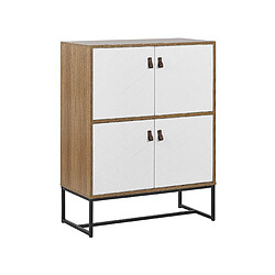 Beliani Commode effet bois clair et blanche 4 portes NUEVA