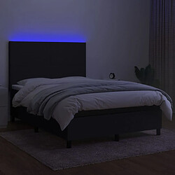 Acheter Maison Chic Lit adulte- Lit + matelas,Sommier à lattes de lit et matelas et LED Noir 140x200 cm Tissu -GKD35177