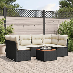 Maison Chic Ensemble Tables et chaises d'extérieur 7pcs avec coussins,Salon de jardin noir résine tressée -GKD358620