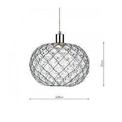 Luminaire Center Suspension Juanita Chrome poli,Transparent 1 ampoule 21cm