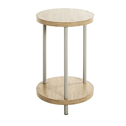 Avis Pegane Table d'appoint en bois coloris chêne clair et métal coloris gris -diamètre 30 x hauteur 50 cm