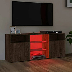 Avis Maison Chic Meubles TV avec lumières LED - Banc TV pour salon Chêne marron 120x30x50 cm -MN78122