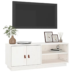 Acheter Maison Chic Meuble TV scandinave - Banc TV pour salon Blanc 105x34x40 cm Bois de pin massif -MN36674