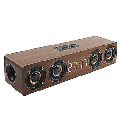 Universal Home Theatre portable colonne Bluetooth haut-parleur sans fil de haut-parleur en bois d'alarme en haut-parleur (marron)