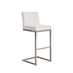 Decoshop26 Tabouret de bar x1 design moderne support en acier inoxydable assise en tissu blanc 10_0005321