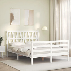 Avis Maison Chic Cadre/structure de lit avec tête de lit pour adulte - Lit Moderne Chambre blanc double bois massif -MN72216