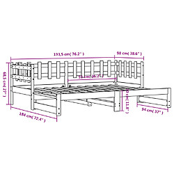 vidaXL Lit coulissant sans matelas 2x(90x190) cm Bois massif pas cher