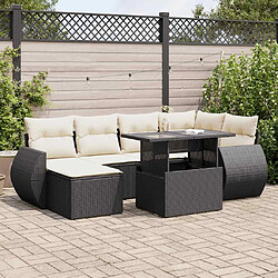 vidaXL Salon de jardin 7 pcs avec coussins noir résine tressée