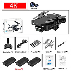 Contrôle Gestuel WIFI FPV Quadrirotor Caméra HD GPS Drone RC Avec Lumière LED Noir 4K Double Caméra 3 Batterie