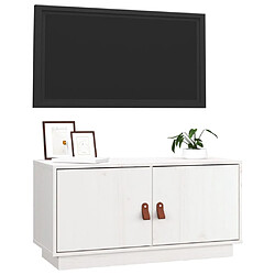 Avis vidaXL Meuble TV Blanc 80x34x40 cm Bois de pin massif