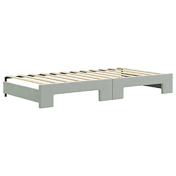 Maison Chic Lit de jour et gigogne et matelas, Lit de repos Lit d'invité pour Salon Chambre,Canapé-lit gris clair 100x200 cm velours -MN90092 pas cher