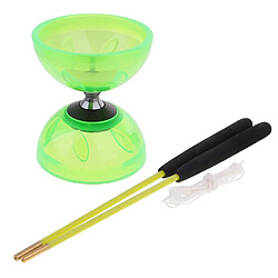 Jouets diabolo de jonglerie à triple palier avec bâtons et ficelle 13 cm de diamètre vert