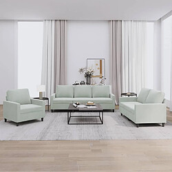 Maison Chic Ensemble de canapés 3 pcs avec coussins, Canapé droit Sofa pour Salon Gris clair Velours -GKD682198