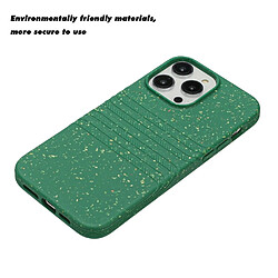 Coque en TPU + paille de blé entièrement biodégradable pour votre iPhone 14 Pro Max - vert armé