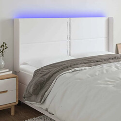 Maison Chic Tête de lit scandinave à LED,meuble de chambre Blanc 203x16x118/128 cm Similicuir -MN44005