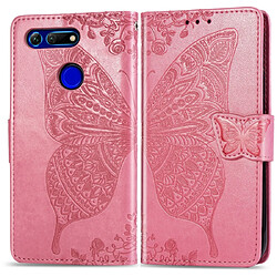 Wewoo Housse Coque Butterfly Love Flowers Embossing Horizontal Flip Leather Case for Huawei V20with Holder & Card Slots & Wallet & Lanyard Pink