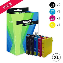 TONER SERVICES Compatible Epson 16XL Pack 5 cartouches Noir cyan magenta jaune T1636 (Stylo à plume)