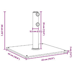 vidaXL Base de parasol pour mâts Ø32/38/48 mm 17 kg carré pas cher